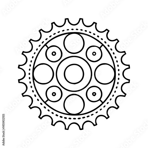 chainring bike gear icon, chainring bike gear line art - simple line art of chainring bike gear, perfect for chainring bike gear logos and icons