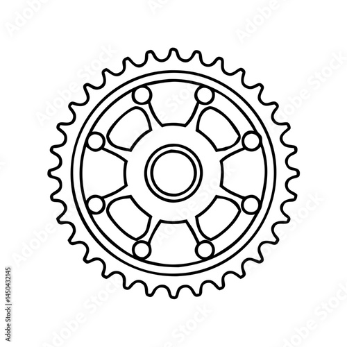 chainring bike gear icon, chainring bike gear line art - simple line art of chainring bike gear, perfect for chainring bike gear logos and icons