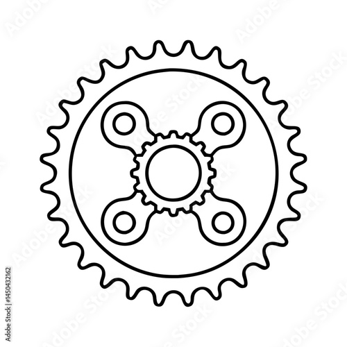 chainring bike gear icon, chainring bike gear line art - simple line art of chainring bike gear, perfect for chainring bike gear logos and icons