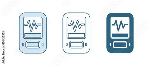 Blue Seismograph icon isolated on white background. Earthquake analog seismograph. Vector
