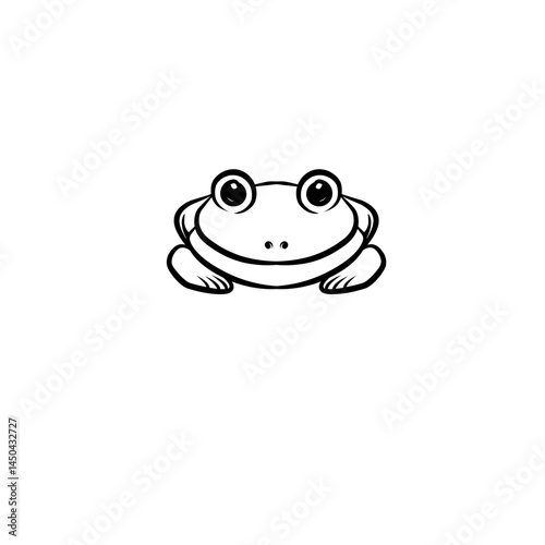 Cartoon frog character with large eyes sitting on a white background, ideal for playful designs photo