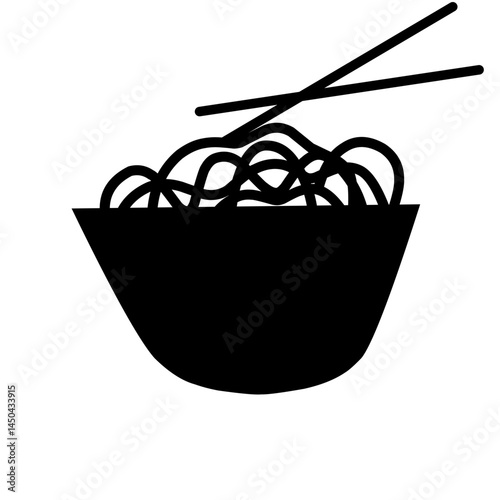 A vibrant bowl of noodles with fresh vegetables, chopsticks resting beside, set against a rustic table