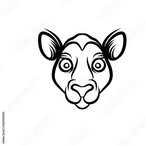 Cartoon illustration of a surprised cow's head with exaggerated features on a white background