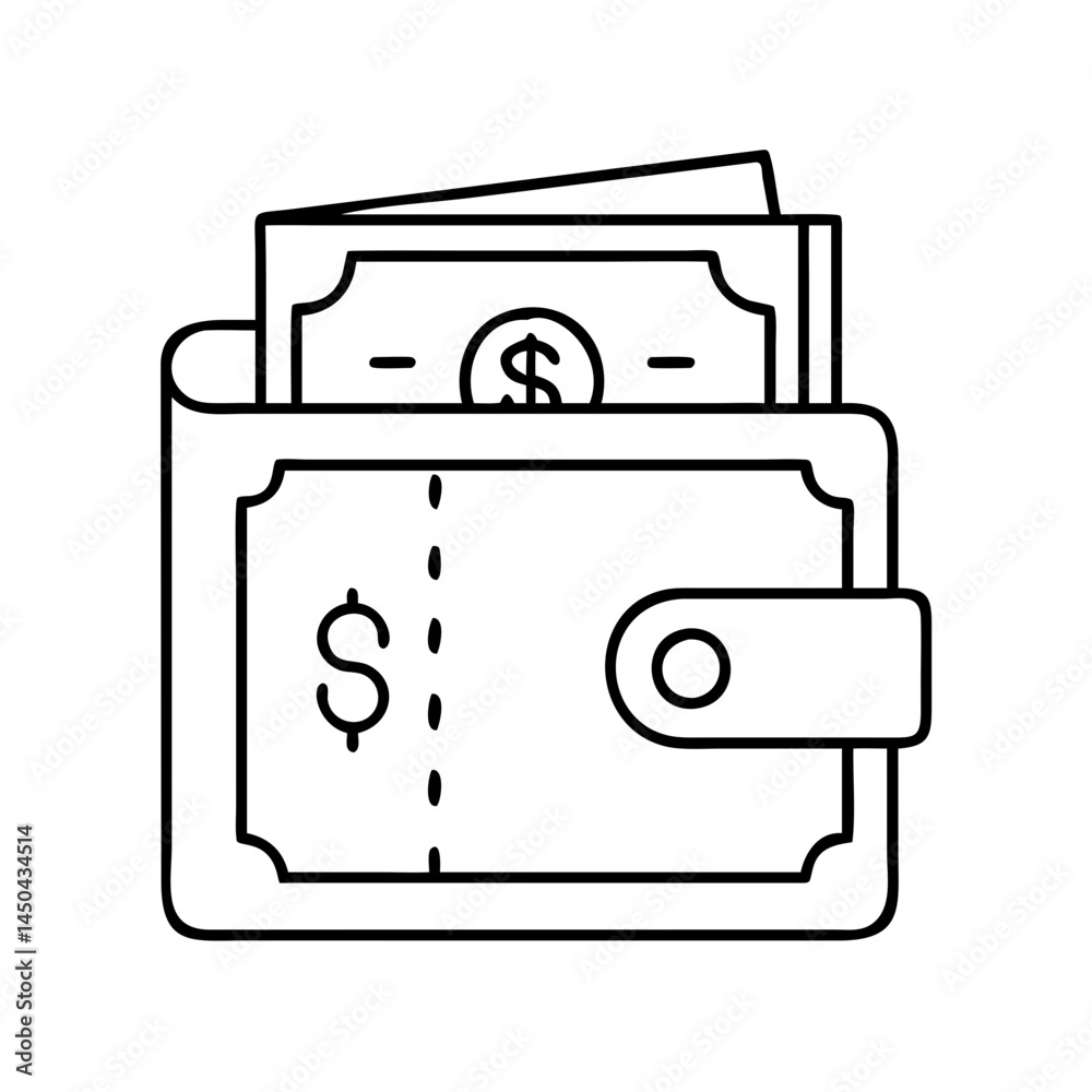 currency wallet icon, currency wallet line art - simple line art of currency wallet, perfect for currency wallet logos and icons currency wallet icon, currency wallet line art - simple line art of currency wallet, perfect for currency wallet logos and icons