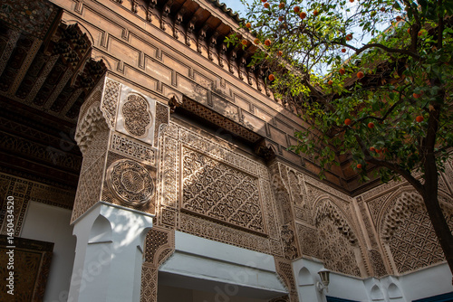 Beatiful walls of the bahia palace in marakech marocco