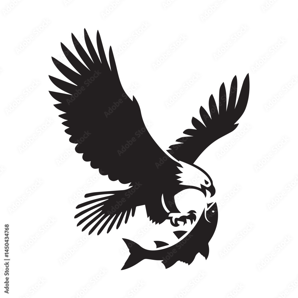 Obraz premium Soaring Eagle with Open Wings in Aggressive Posture