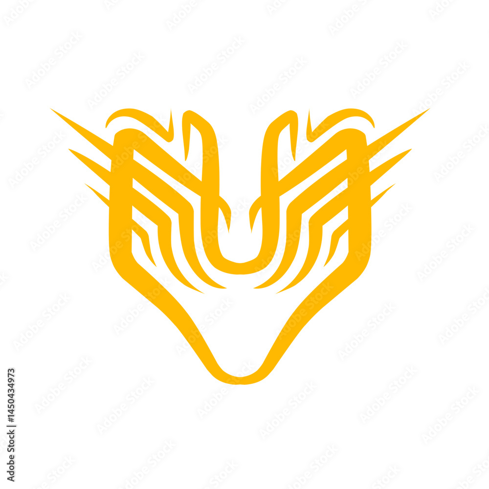Fototapeta premium Abstract yellow hands symbolizing care and support, set against a clean white background