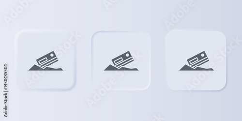 Grey Cocaine and credit card icon isolated on grey background. Set icons in square buttons. Vector