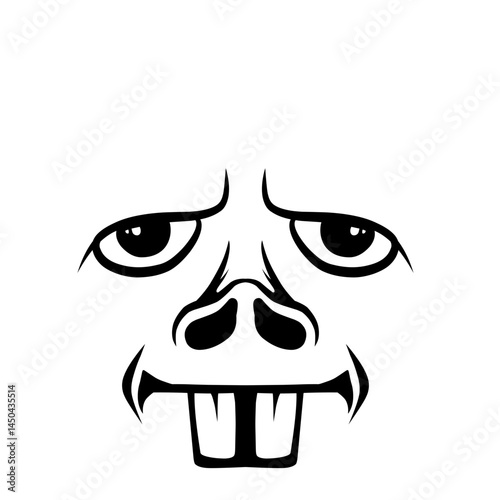 Close-up illustration of a cartoon face with expressive eyes and a frowning mouth against a white background
