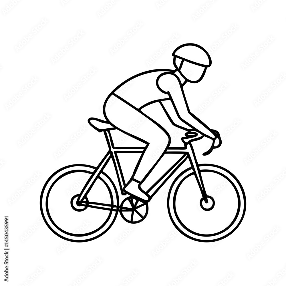 Fototapeta premium cyclist silhouette icon, cyclist silhouette line art - simple line art of cyclist silhouette, perfect for cyclist silhouette logos and icons