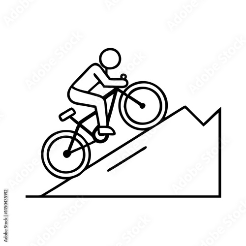 cyclist on a steep hill icon, cyclist on a steep hill line art - simple line art of cyclist on a steep hill, perfect for cyclist on a steep hill logos and icons