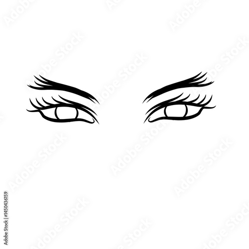 Artistic illustration of expressive human eyes with detailed eyelashes on a plain background