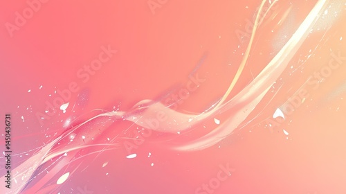 Abstract background design featuring delicate, flowing translucent waves in soft pink and orange pastel hues with subtle sparkles.