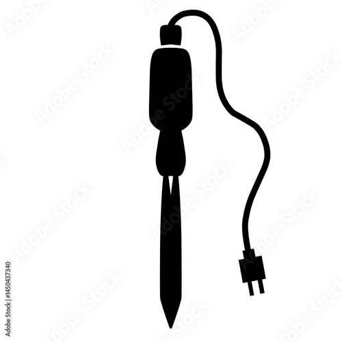 Silhouette of a microphone with a cable, set against a plain background, ideal for audio-related projects