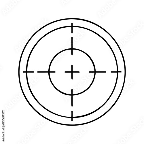 rifle scope crosshairs icon, rifle scope crosshairs line art - simple line art of rifle scope crosshairs, perfect for rifle scope crosshairs logos and icons