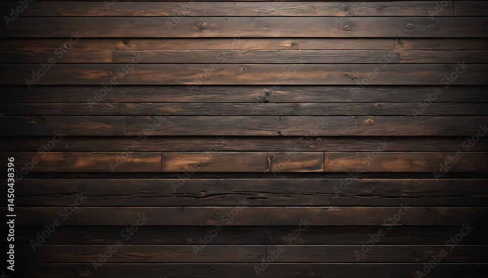 Fototapeta premium Rustic dark brown wooden planks background for a textured, natural surface.