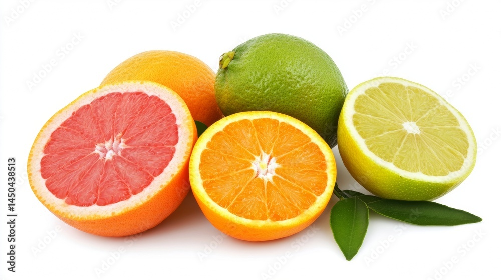 halved citrus fruits: orange, grapefruit, lime, lemon halved citrus fruits: orange, grapefruit, lime, lemon