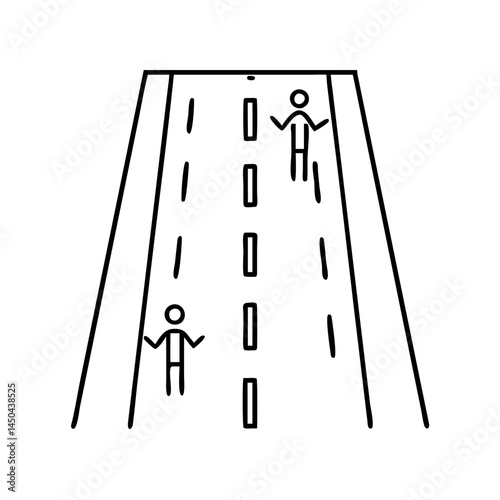 road with running lane icon, road with running lane line art - simple line art of road with running lane, perfect for road with running lane logos and icons