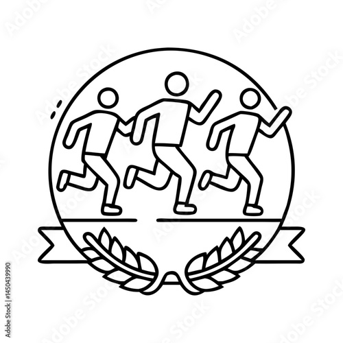 running club logo icon, running club logo line art - simple line art of running club logo, perfect for running club logo logos and icons