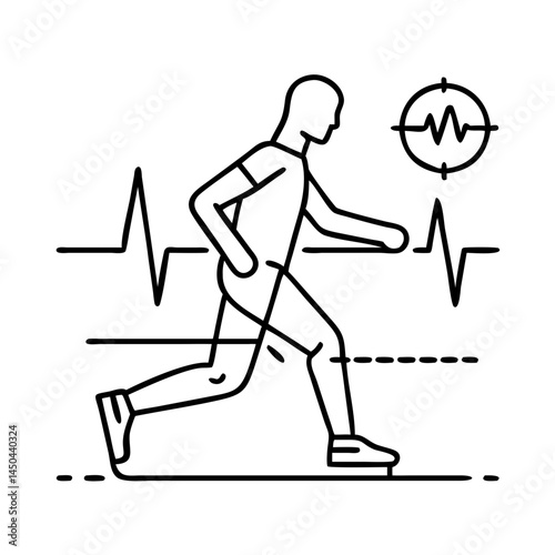 running gait analysis icon, running gait analysis line art - simple line art of running gait analysis, perfect for running gait analysis logos and icons