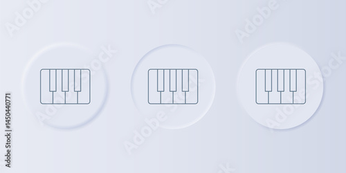 Grey Music synthesizer icon isolated on grey background. Electronic piano. Set icons in square buttons. Vector