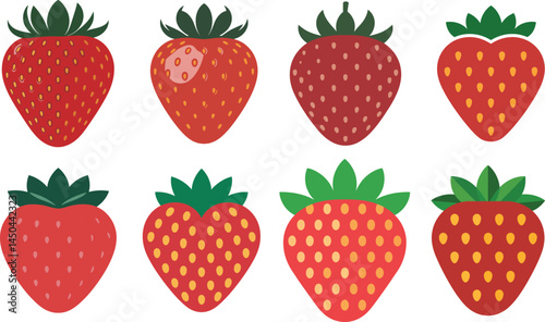 Sweet red strawberries, a ripe and juicy berry fruit, form a fresh set