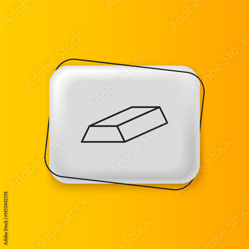 Black Gold bars icon isolated on yellow background. Banking business concept. Silver rectangle button. Vector