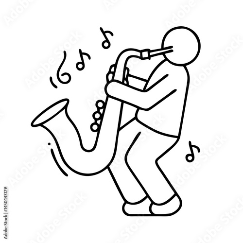 saxophone solo icon, saxophone solo line art - simple line art of saxophone solo, perfect for saxophone solo logos and icons