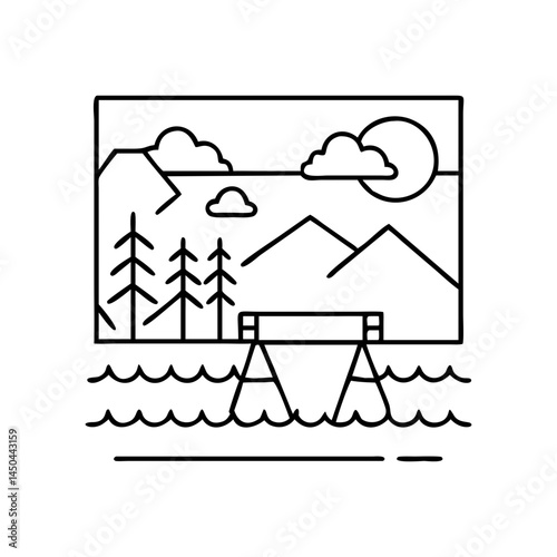 scenic overlook icon, scenic overlook line art - simple line art of scenic overlook, perfect for scenic overlook logos and icons