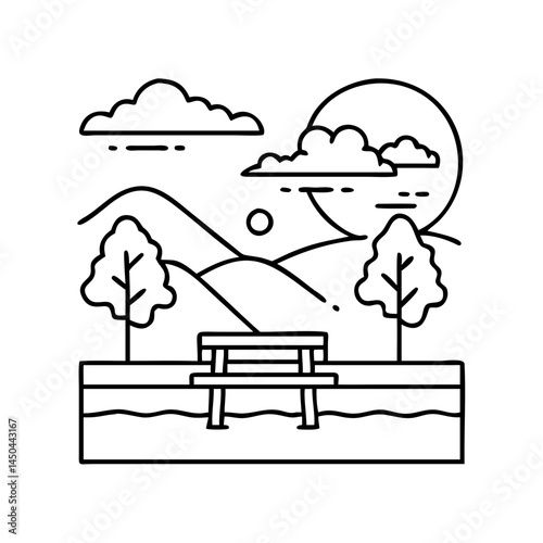 scenic overlook icon, scenic overlook line art - simple line art of scenic overlook, perfect for scenic overlook logos and icons