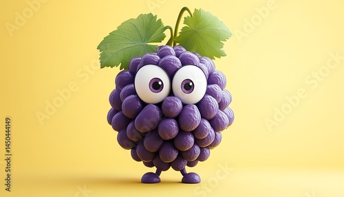 Obraz na płótnie Adorable cartoon grape with big eyes, smiling. w salonie