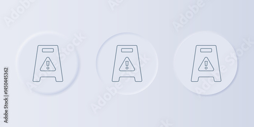Grey Wet floor and cleaning in progress icon isolated on grey background. Cleaning service concept. Set icons in square buttons. Vector