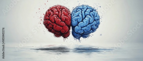 Obraz na płótnie Illustration of brain and heart in perfect balance, symbolizing the harmony between emotions and rationality, conflict of soul and intelligence, thoughtprovoking design, 4K w salonie