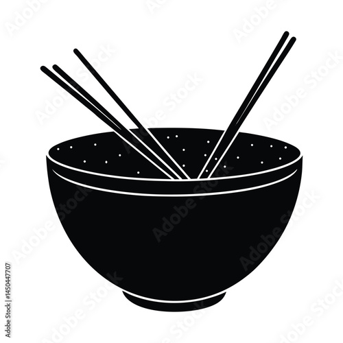 Minimalist bowl with chopsticks on white background