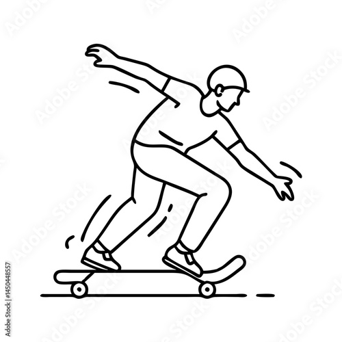 skater performing a grind icon, skater performing a grind line art - simple line art of skater performing a grind, perfect for skater performing a grind logos and icons