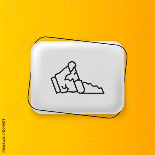 Black Broken pot icon isolated on yellow background. Silver rectangle button. Vector