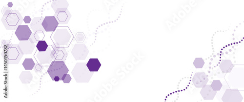 Geometric abstract background with soft purple hexagons. Computer network concept. Medical, technology or science design