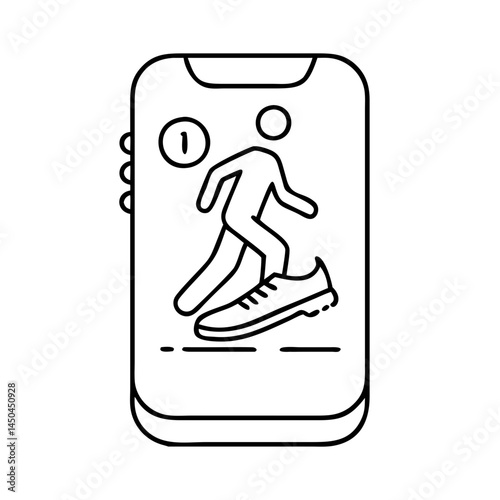 step counter app icon, step counter app line art - simple line art of step counter app, perfect for step counter app logos and icons