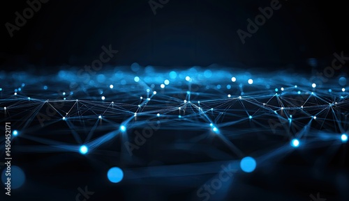 Abstract network of glowing points and lines