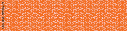 Vibrant fall cloud seamless nursery border. Naive illustration of summer sky in hand drawn playful style for childrens nursery edging, ribbon. 