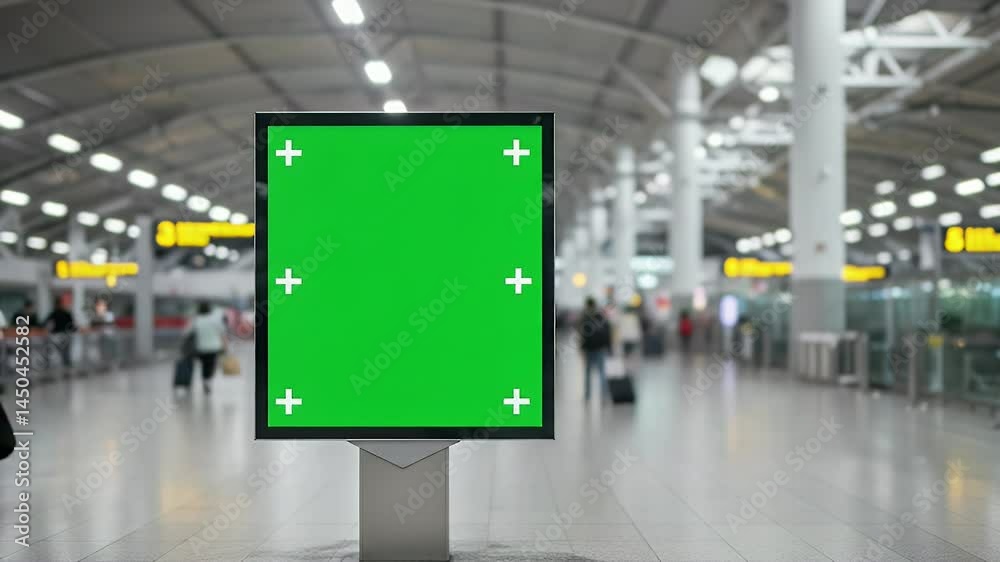 Airport Green Screen Mockup: Advertising Space in Terminal