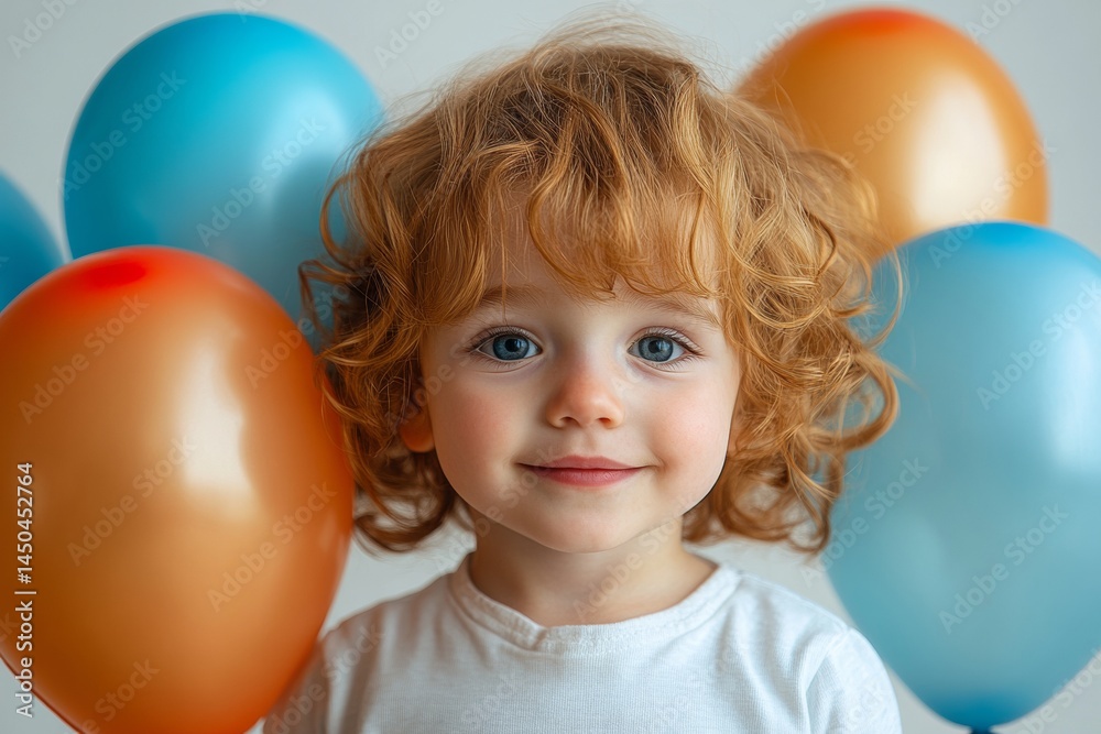 Cheerful Child with Balloons Indoor Celebration Portrait Bright Close-Up Joyful Moments Cheerful Child with Balloons Indoor Celebration Portrait Bright Close-Up Joyful Moments