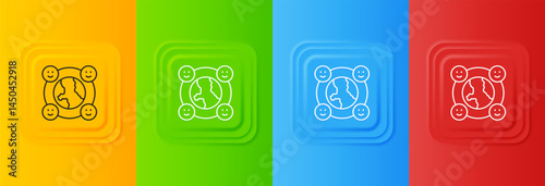 White International community icon isolated on colorful background. Worldwide community. Cross cultural communication. Making friends worldwide. Set icons in square buttons. Vector