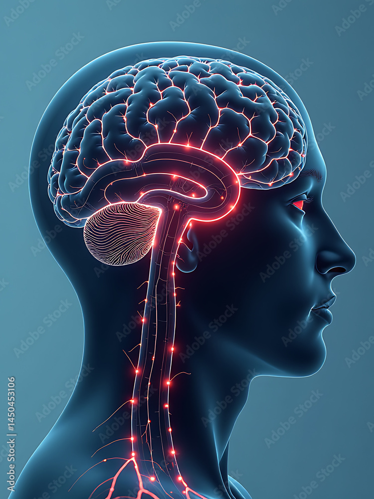 Obraz premium chip neuromorfico ispirato al cervello umano con connessioni