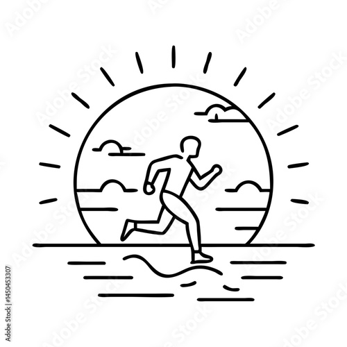 sunset jog icon, sunset jog line art - simple line art of sunset jog, perfect for sunset jog logos and icons