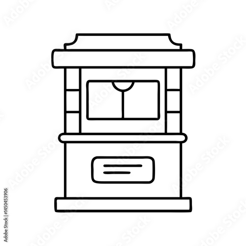 ticket kiosk icon, ticket kiosk line art - simple line art of ticket kiosk, perfect for ticket kiosk logos and icons
