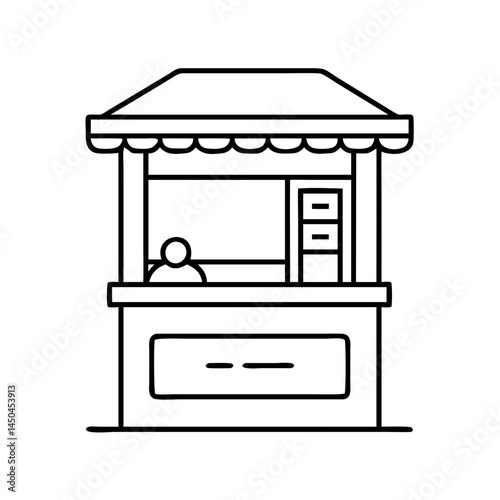 ticket kiosk icon, ticket kiosk line art - simple line art of ticket kiosk, perfect for ticket kiosk logos and icons