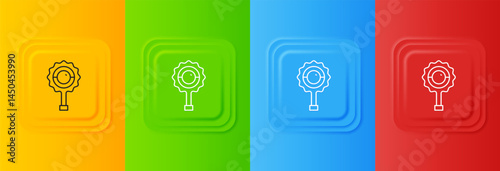 White Rattle baby toy icon isolated on colorful background. Beanbag sign. Set icons in square buttons. Vector