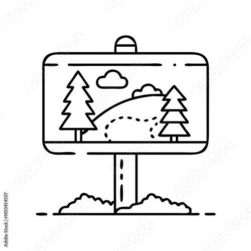 trailhead sign icon, trailhead sign line art - simple line art of trailhead sign, perfect for trailhead sign logos and icons