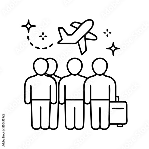 travel group icon, travel group line art - simple line art of travel group, perfect for travel group logos and icons